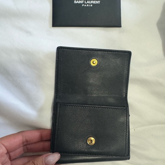 Yves Saint Laurent Black Wallet with Gold Logo - Picture 6 of 8
